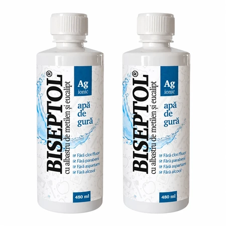 Bain de bouche BiSeptol au bleu de méthylène et à l'eucalyptus, 2x480ml, Dacia Plant