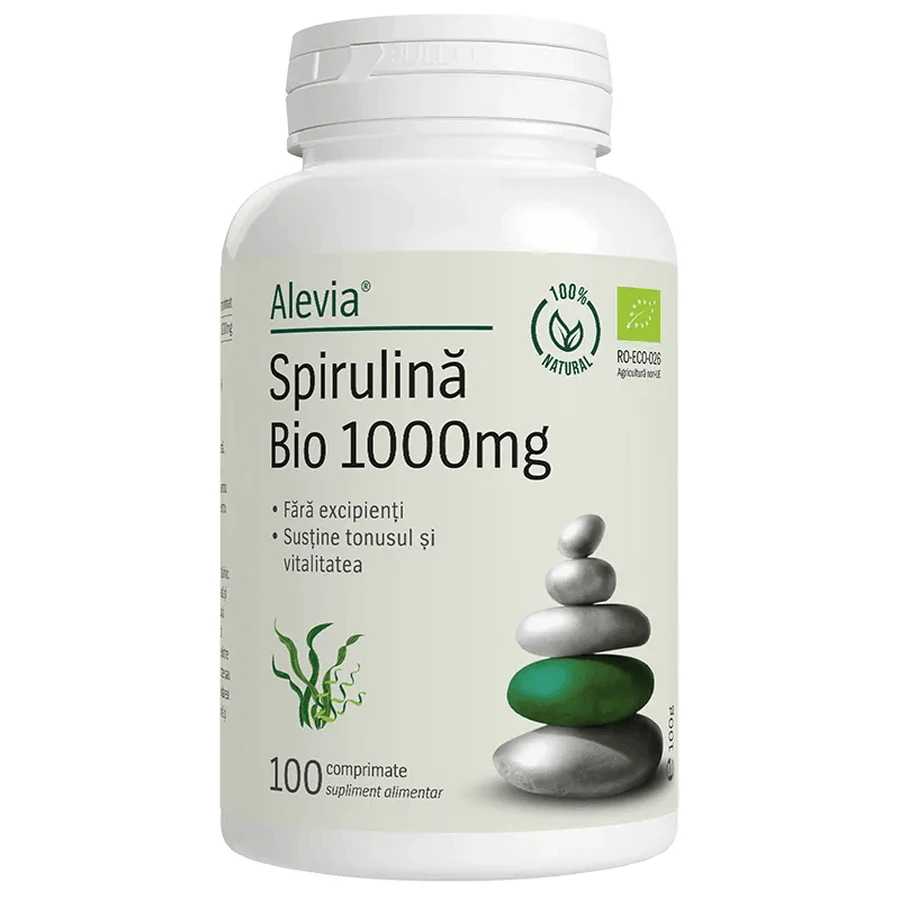 Spirulină Bio 1000 mg, 2x100 tablets, Alevia