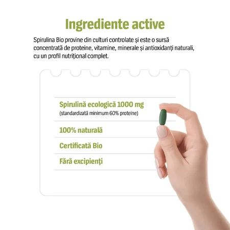 Spirulină Bio 1000 mg, 2x100 tablets, Alevia