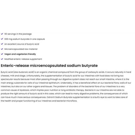OstroVit sodium butyrate, 3x90 capsules