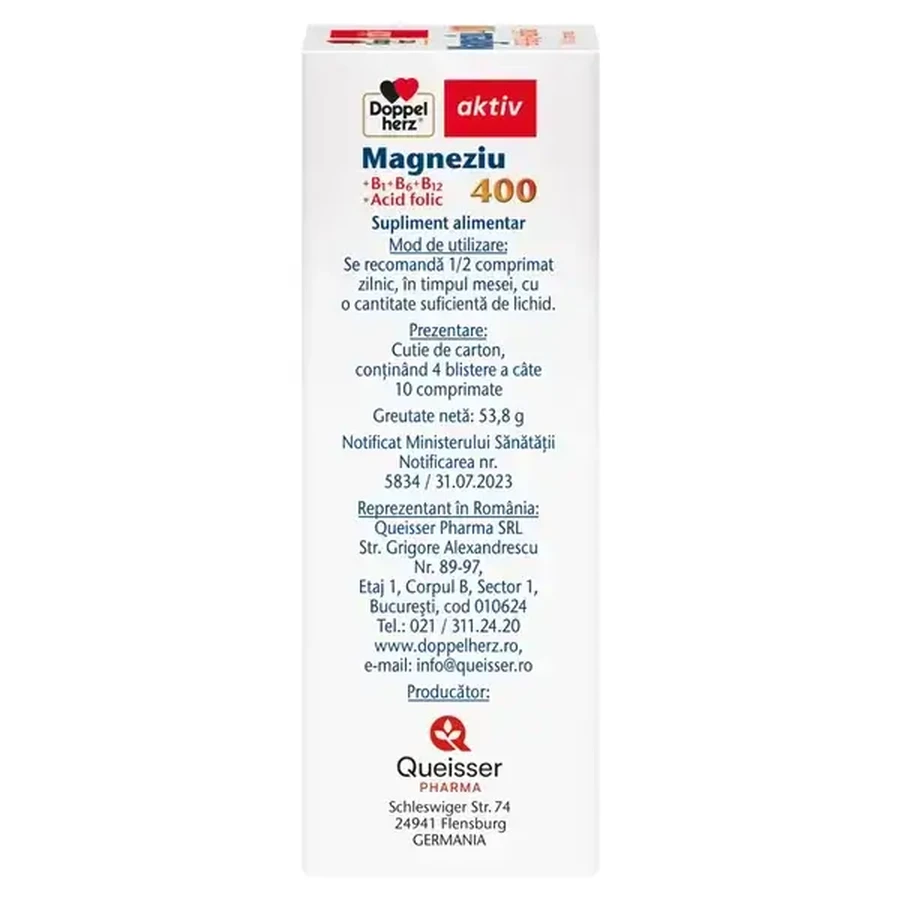 Magnesium 400 mg+ Vit. B1+B6+B12+ Foliumzuur, 2x40 tabletten, Doppelherz
