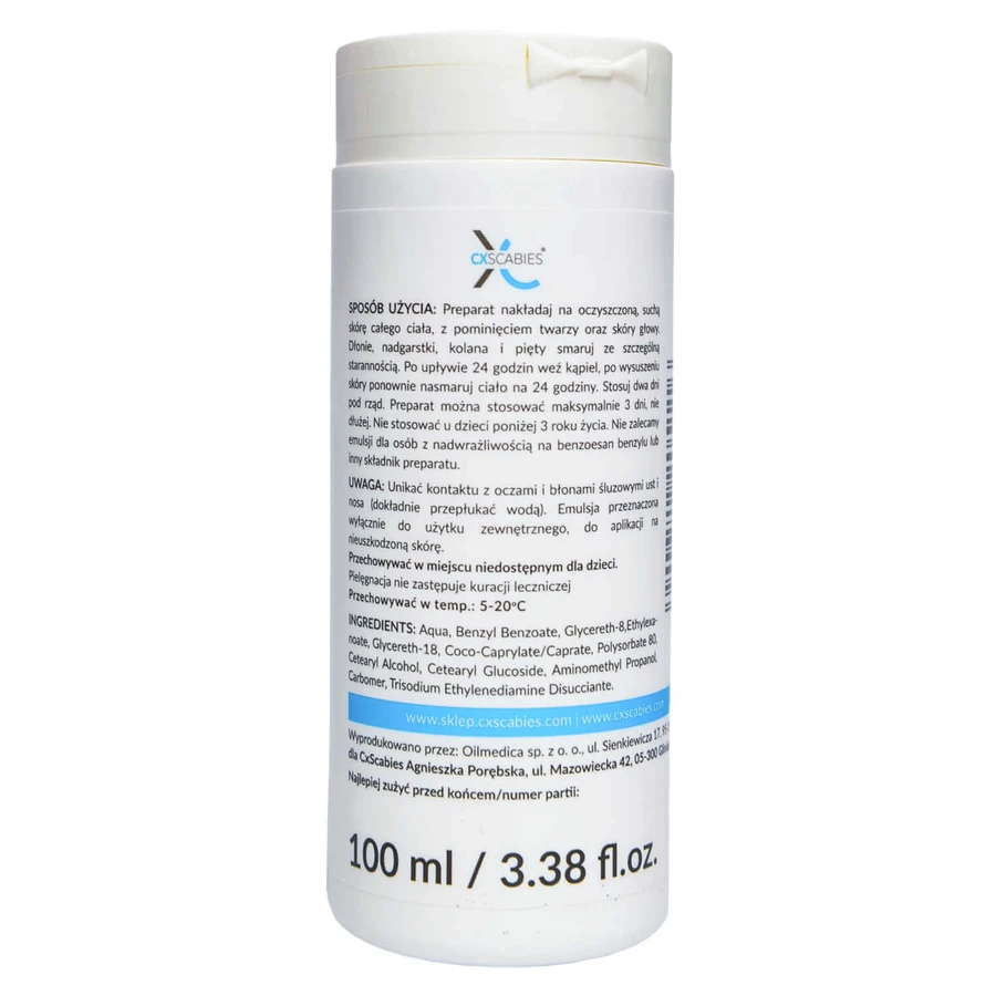 CxScabies Benzyl benzoate 25%, light emulsion for scabiei and itchy skin, 2x100 ml