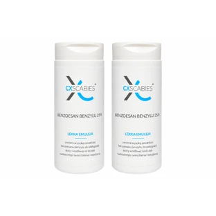 CxScabies Benzoesan Benzylu 25%, lekka emulsja, do skóry ze świerzbem i świądem, 2x100 ml