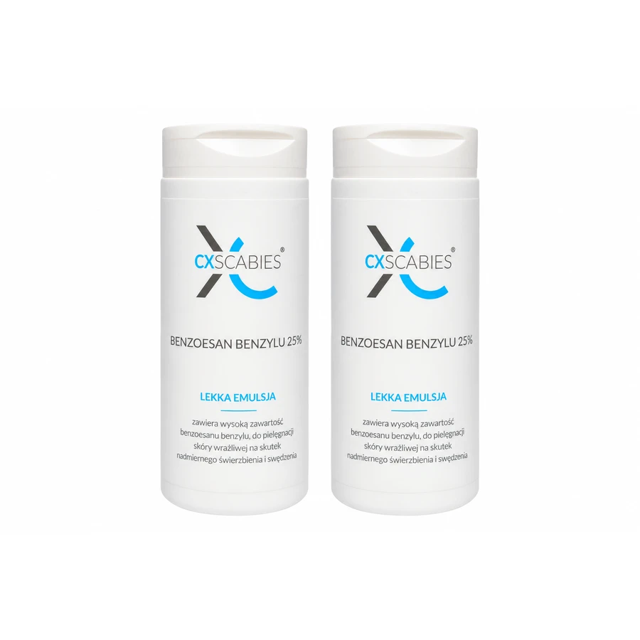 CxScabies Benzyl benzoate 25%, light emulsion for scabiei and itchy skin, 2x100 ml