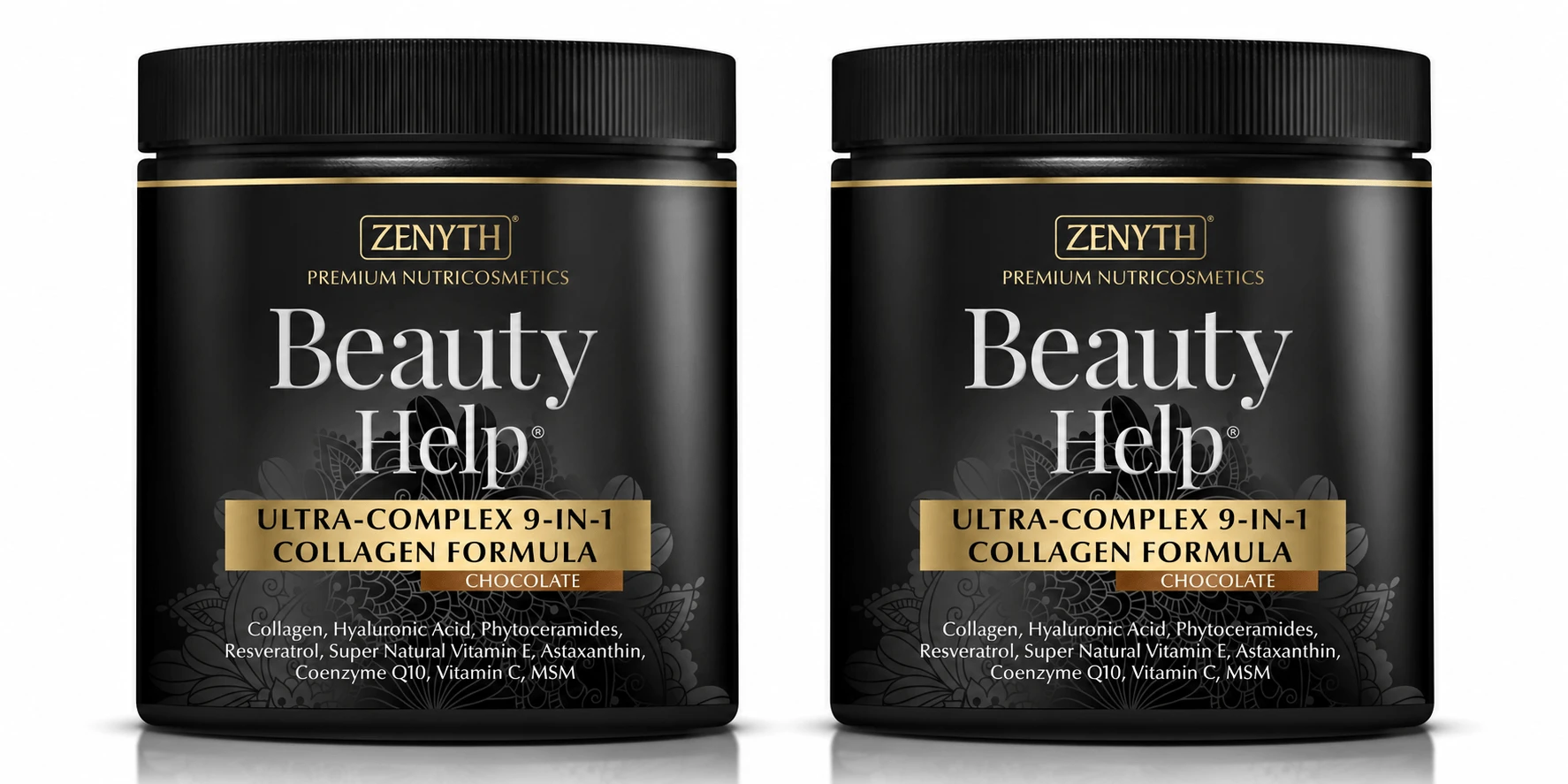 Beauty Help Ultra-Complex 9-in-1 Collagen Formula with chocolate flavor, 2x300 g, Zenyth