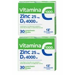 Vitamina C 1000 mg + Zn 25 mg + D3 4000 UI, 2x30 comprimidos recubiertos, Fiterman