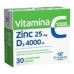 Vitamina C 1000 mg + Zn 25 mg + D3 4000 UI, 2x30 comprimidos recubiertos, Fiterman
