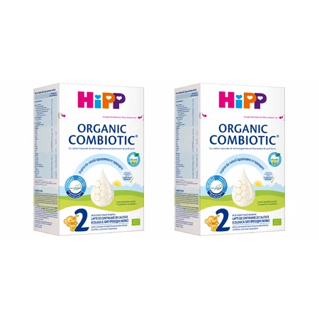 Lapte praf formulă de continuare Organic Combiotic 2, +6 luni, 2x800 gr, Hipp 
