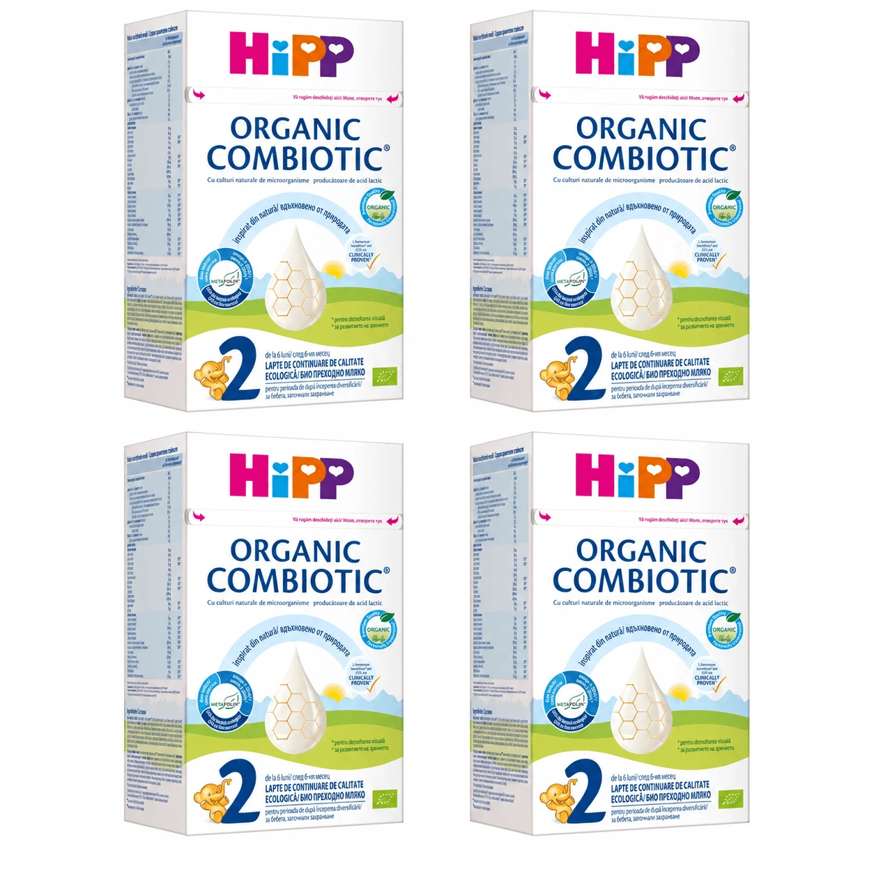 Follow-on formula milk powder Organic Combiotic 2, +6 months, 4x800 gr, Hipp