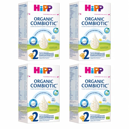 Lapte praf formulă de continuare Organic Combiotic 2, +6 luni, 4x800 gr, Hipp 