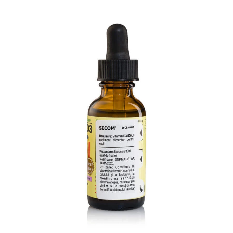 Childlife Essentials vitamin D3 drops for children 500 IU, 2x30 ml, Secom