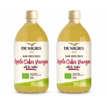 Oțet din cidru de mere nefiltrat, 2x500 ml, De Nigris