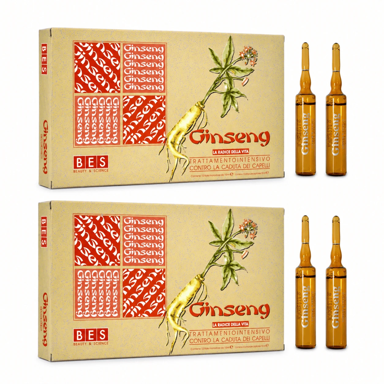 Treatment against hair loss Ginseng, 2x12 ampoules, Bes Beauty & Science
