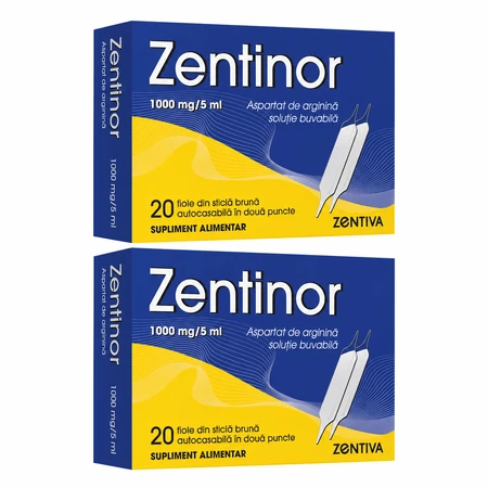 Aspartat de argininǎ Zentinor, 1000 mg/5 ml, 40 fiole buvabile, Zentiva 