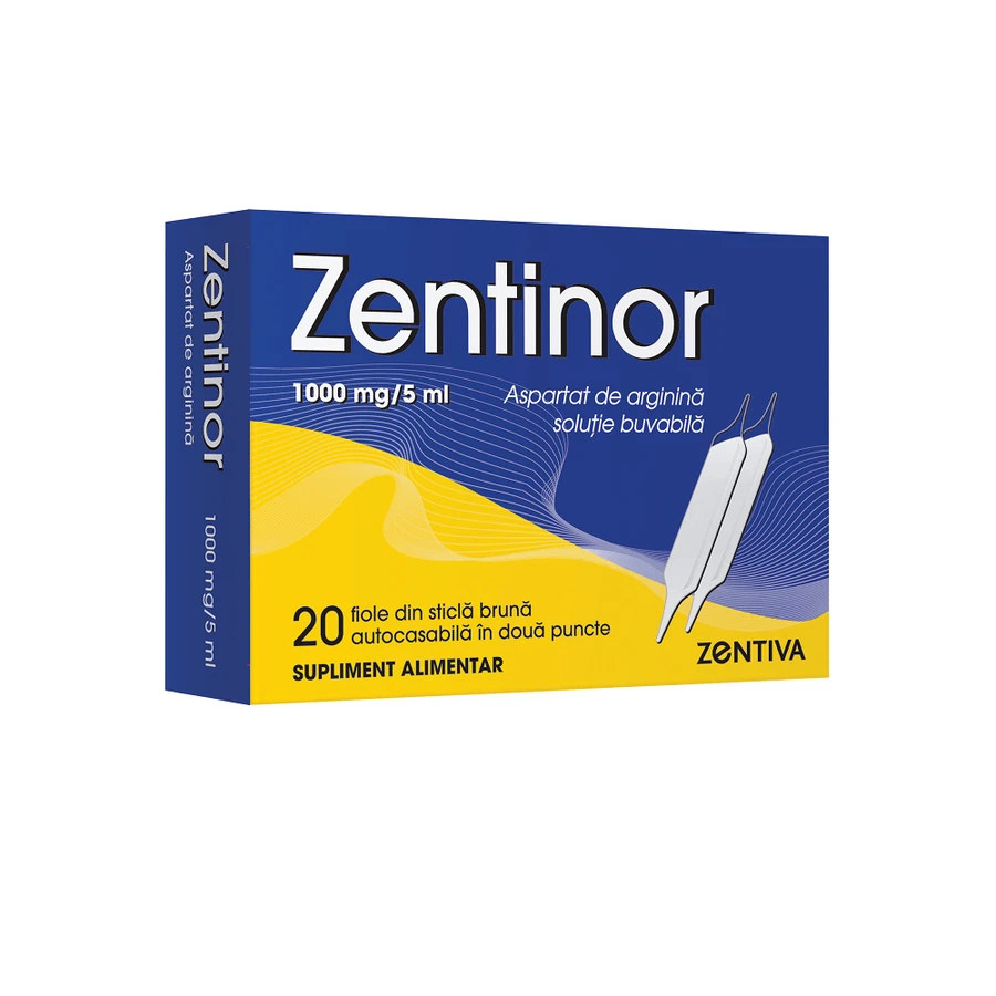 Aspartat de argininǎ Zentinor, 1000 mg/5 ml, 40 fiole buvabile, Zentiva 