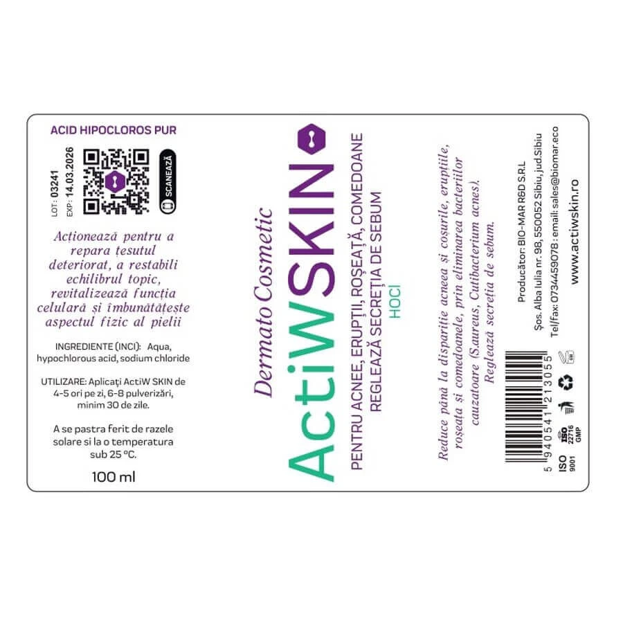 Tratament anti acnee, 200 ml, ActiW SKIN