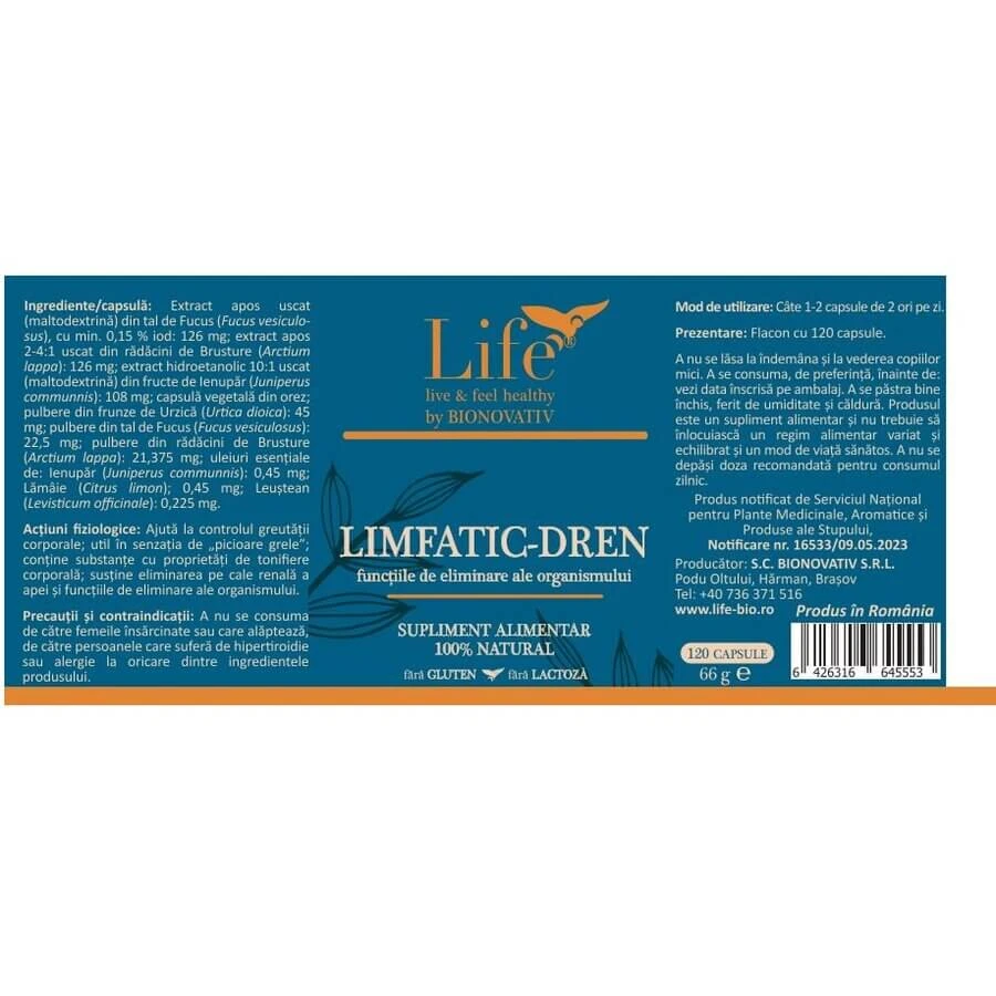 Lymphatic-dren, 2x120 capsules, Bionovativ