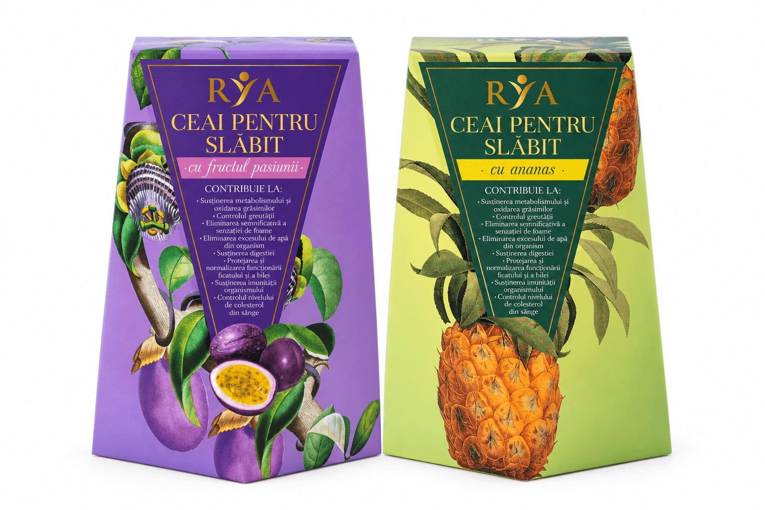 Weight-Loss Tea with Passion Fruit, 60 g + with Pineapple, 60 g, Rya Vita
