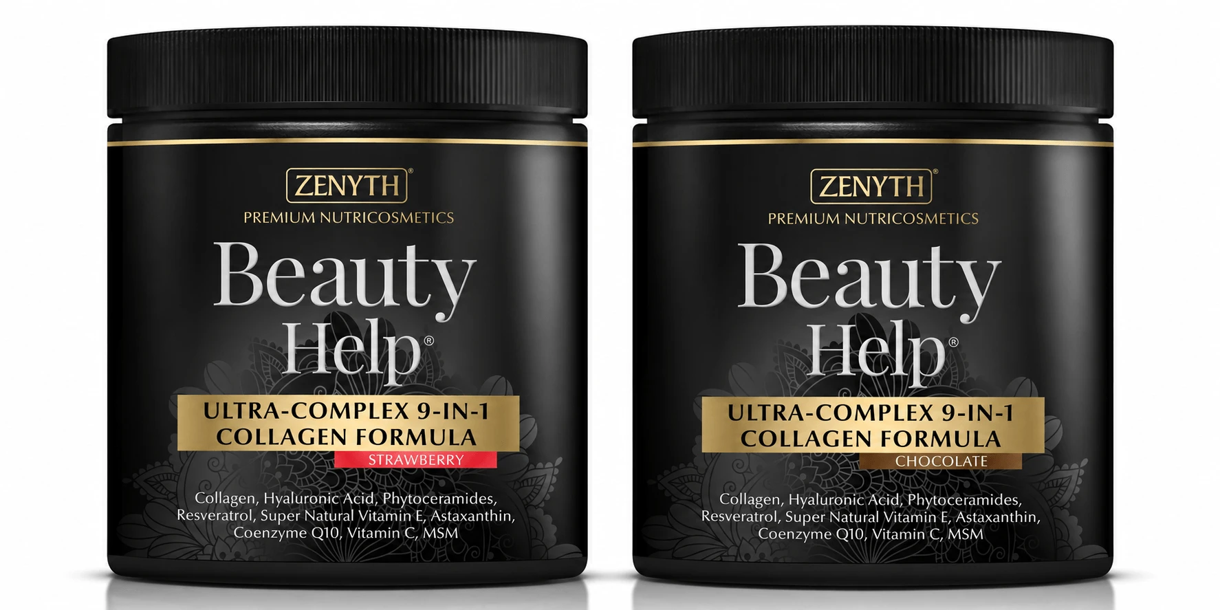 Beauty Help Ultra-Complex 9-in-1 Collagen with Chocolate and Strawberry Flavor, 600 g