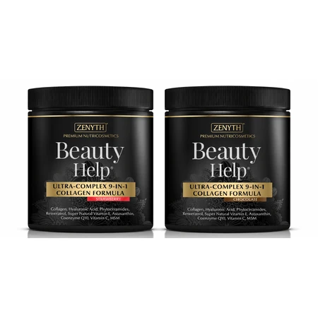 Beauty Help Ultra-Complex 9-in-1 Collagen with Chocolate and Strawberry Flavor, 600 g