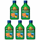 Tran di Moller Norvegese Gustoso - Integratore Alimentare Liquido con Ricchezza di Vitamine 5x250ml