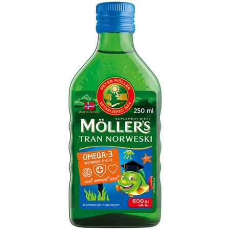 Ulei de pește norvegian, peste 3 ani, aromă fructată, 5x250 ml, Möller's