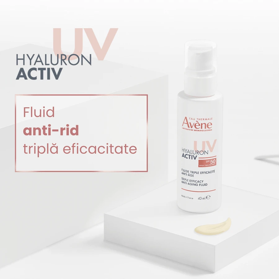 Triple-Action Anti-Aging Facial Fluid with SPF 50, Bioactive Hyaluron B3, 40 ml, Avene