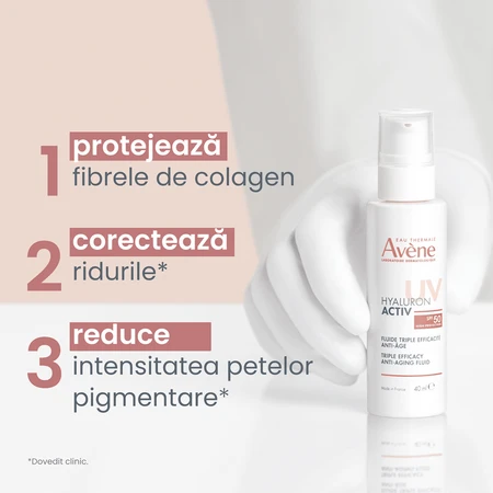Triple-Action Anti-Aging Facial Fluid with SPF 50, Bioactive Hyaluron B3, 40 ml, Avene