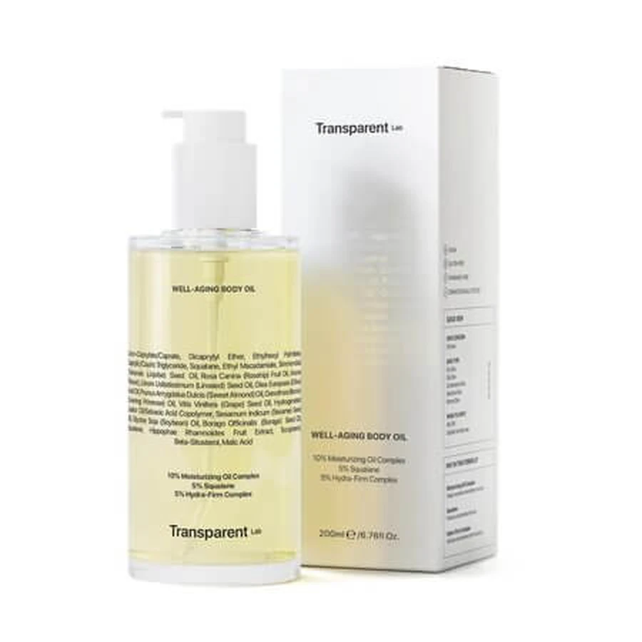 Body Oil voor gezond ouder worden, 200 ml, Transparent Lab