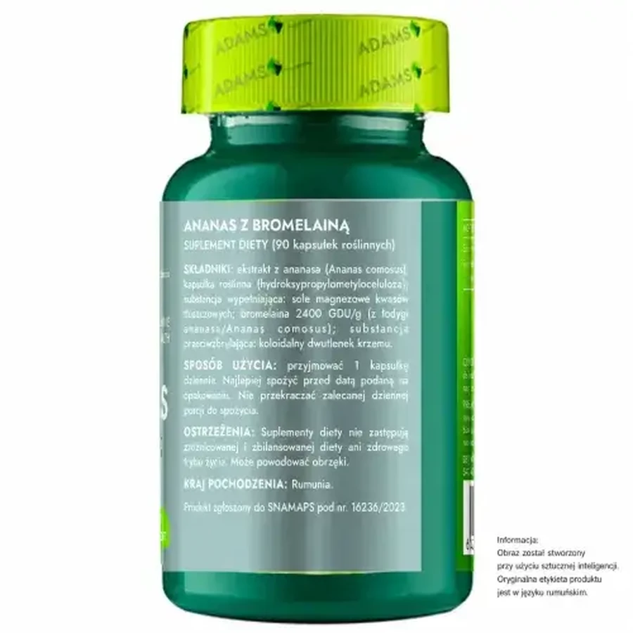 Pineapple W. Bromelain, 30 capsules, Adams Supplements