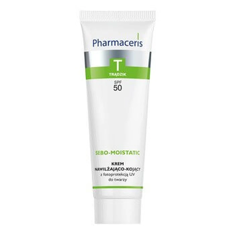 Pharmaceris T Sebo-Moistatic, crema viso idratante e lenitiva, SPF 50, 50 ml