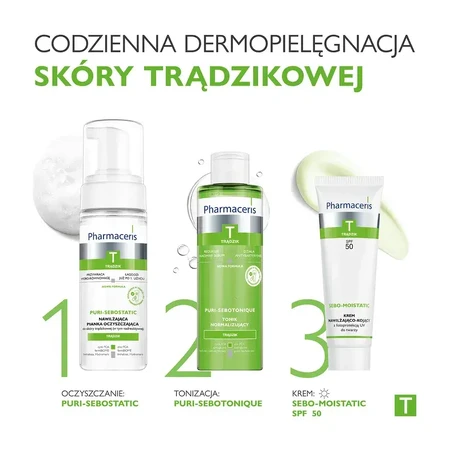 Pharmaceris T Sebo-Moistatic, crema viso idratante e lenitiva, SPF 50, 50 ml