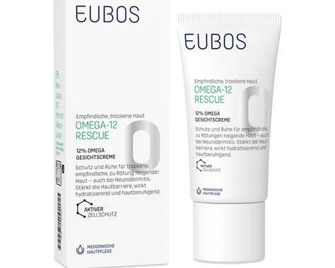 EUBOS OMEGA-12 RESCUE 12% Face Cream for Dry, Sensitive, and At-Risk-for-Eczema Skin, 50 ml