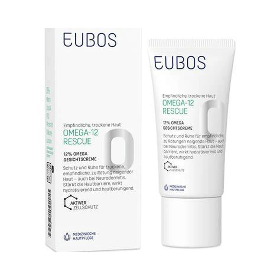 EUBOS OMEGA-12 RESCUE 12 % Crème pour le visage destinée aux peaux sèches, sensibles et sujettes à l'eczéma, 50 ml