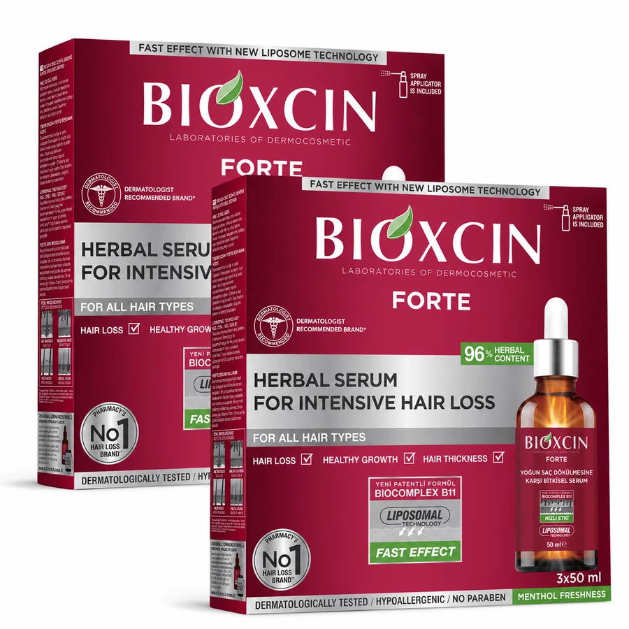Bioxcin Forte, serum against intensive hair loss, 2x150 ml