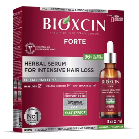 Bioxcin Forte, serum against intensive hair loss, 2x150 ml