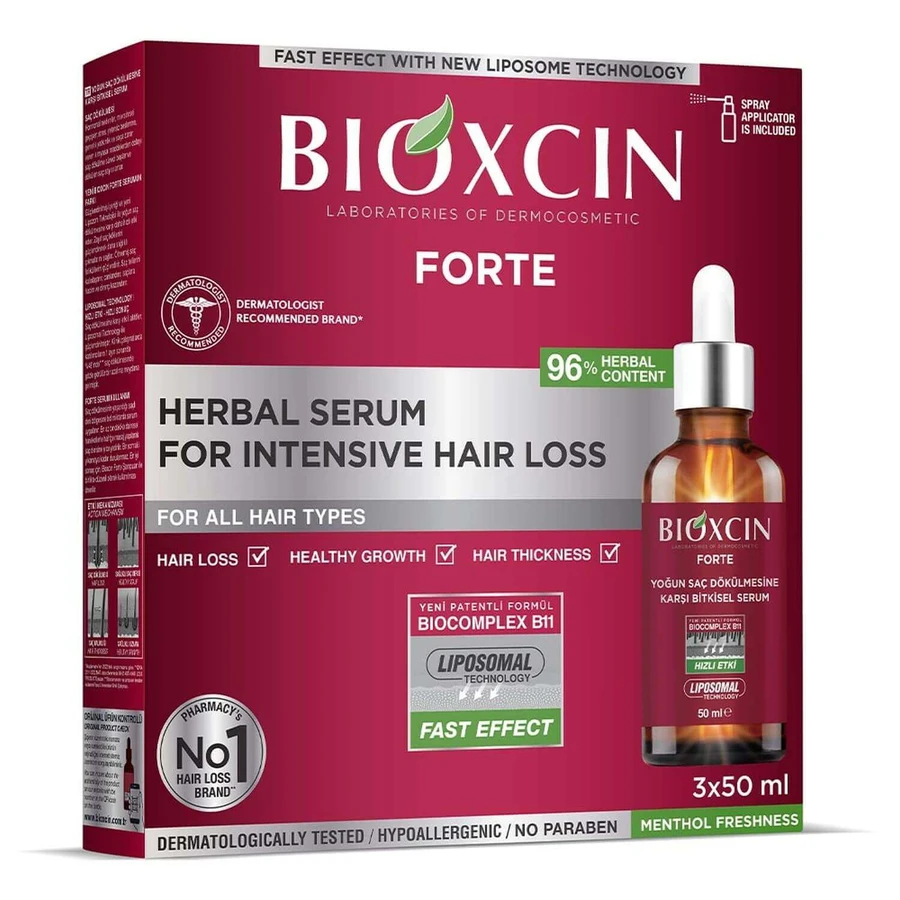 Bioxcin Forte, serum against intensive hair loss, 2x150 ml