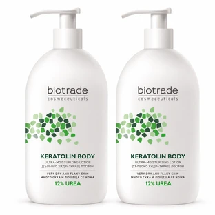 Biotrade Keratolin Lozione per il corpo per pelli molto secche, 12% di urea, 2x400 ml