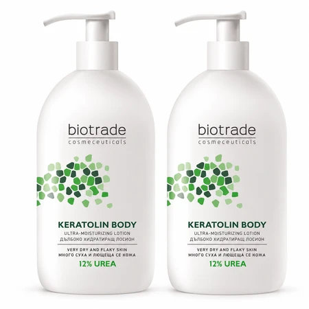 Biotrade Keratolin Lozione per il corpo per pelli molto secche, 12% di urea, 2x400 ml