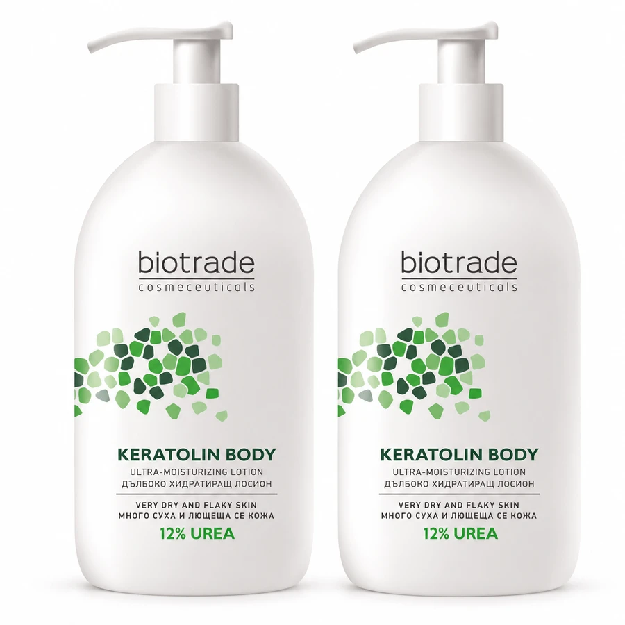 Biotrade Keratolin Lozione per il corpo per pelli molto secche, 12% di urea, 2x400 ml