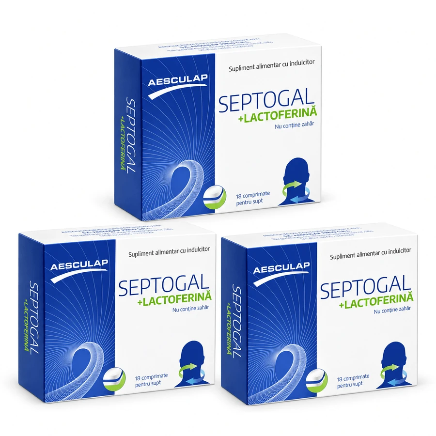 Septogal + lactoférine, 3x18 comprimés pour la succion, Aesculap