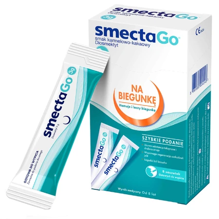 SmectaGo, aromă de caramel și cacao, 2x8 pliculețe