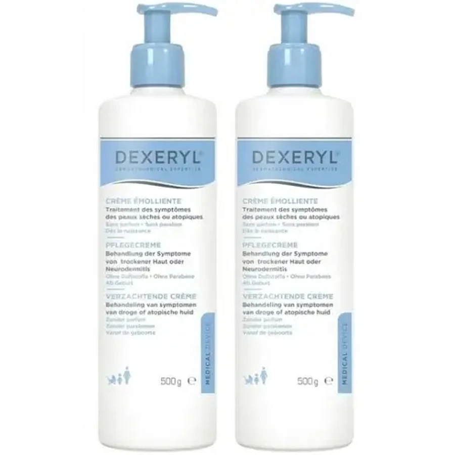 Dexeryl, cremă emolientă pentru pielea uscată, 2x500 g