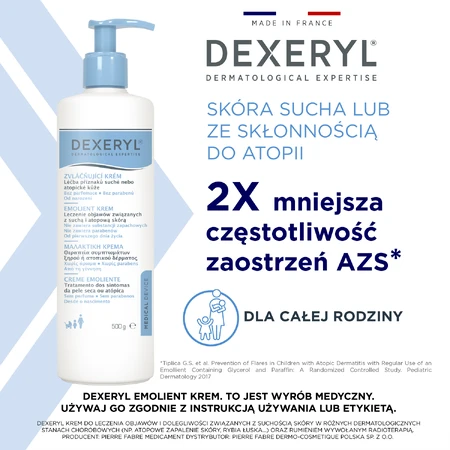 Dexeryl, cremă emolientă pentru pielea uscată, 2x500 g
