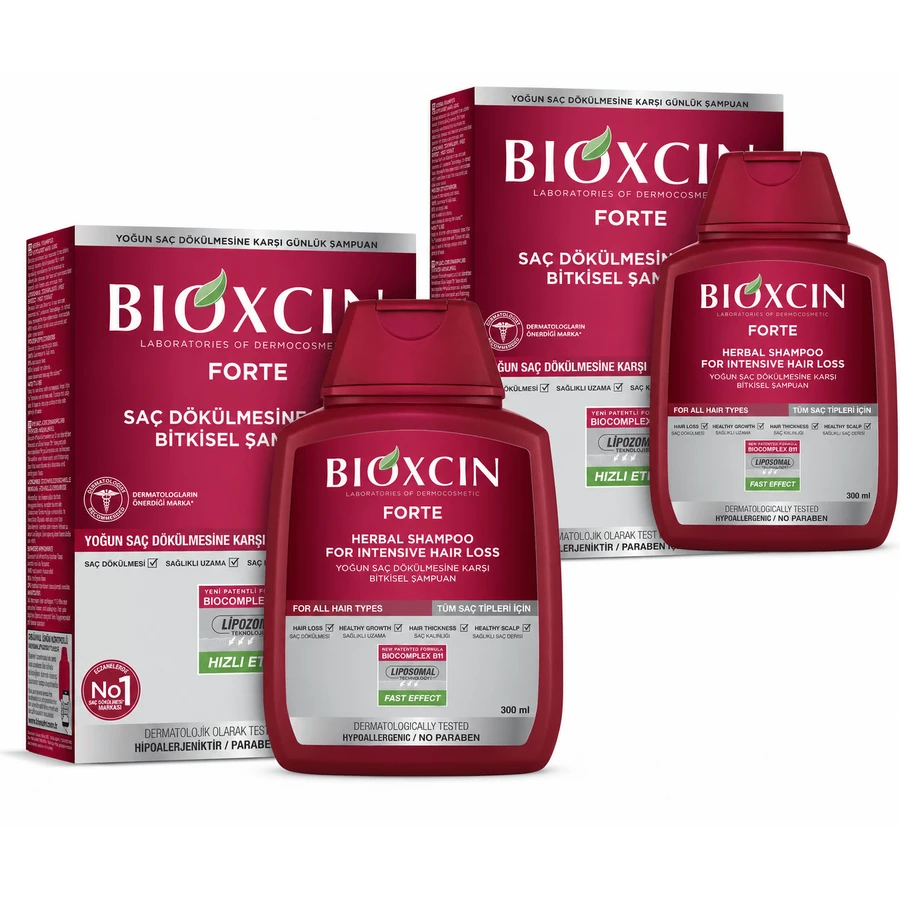 Bioxcin Forte, szampon przeciw intensywnemu wypadaniu włosów, 2x300 ml: ceny i cechy