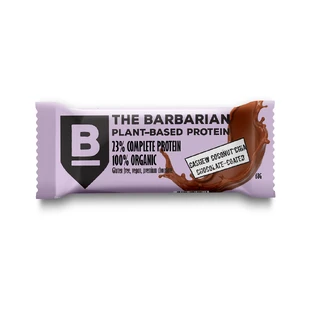 Barrita proteica ecológica envuelta en chocolate con anacardos, coco y chía, 68 gr, The Barbarian