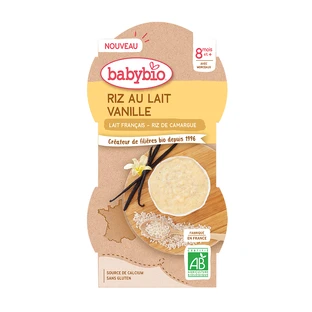 Bio-Milchdessert mit Reis und Vanille, 2 x 100 g, BabyBio