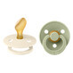 Set de 2 sucettes anatomiques Colour Latex, +6 mois, Ivoire - Sauge, Bavoirs