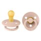 Set of 2 Colour Latex Round Teat Soothers, +0 months, Blush - Blush, Bibs