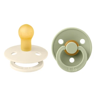 Set of 2 Colour Latex Round Teat Soothers, +0 months, Ivory - Sage, Bibs